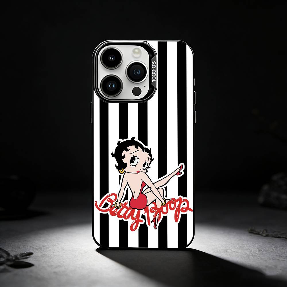 B-Betty Cute B-Boop Phone Case For iPhone 17,16,15,14,13,12,11 Plus,Pro Max,XS,Colored silver phone case