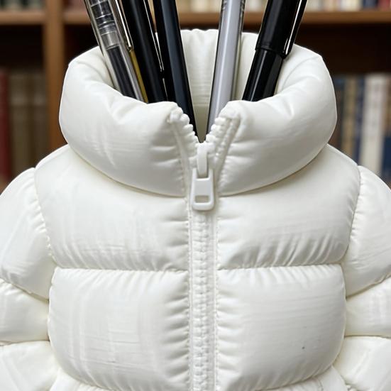 Down Jacket Pen Holder, 3D Printed Desktop Organizer, Lightweight Durable Matte Texture Pen Holder, for Students Dormitory Office