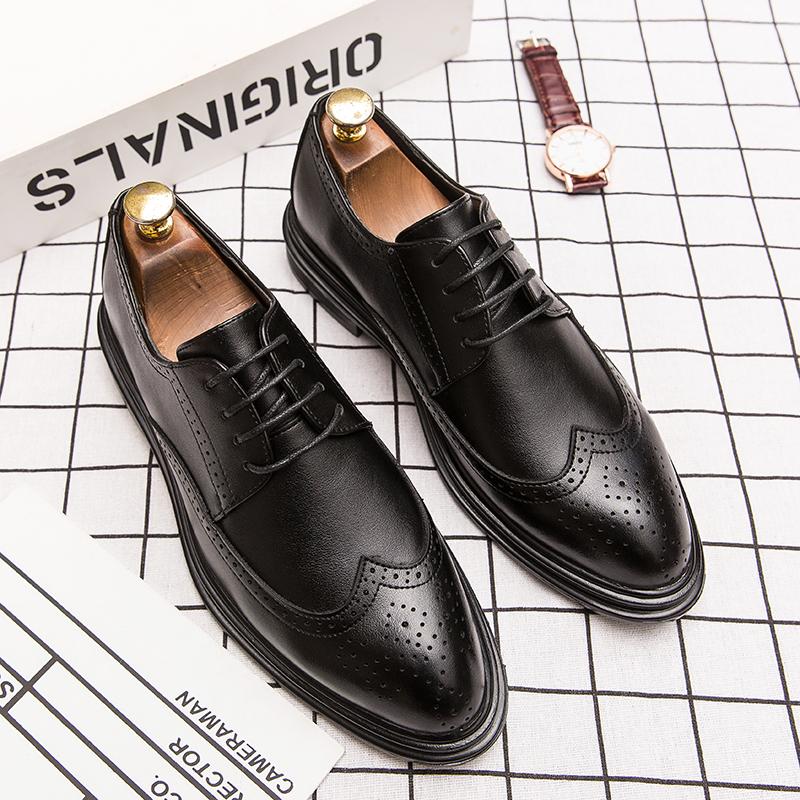FashionMan Formal Shoes Men Leather Oxford Shoes For Men Italian Brogue Gents Dress Footwear Autumn Winter Men's Shoes Warm Comfortable