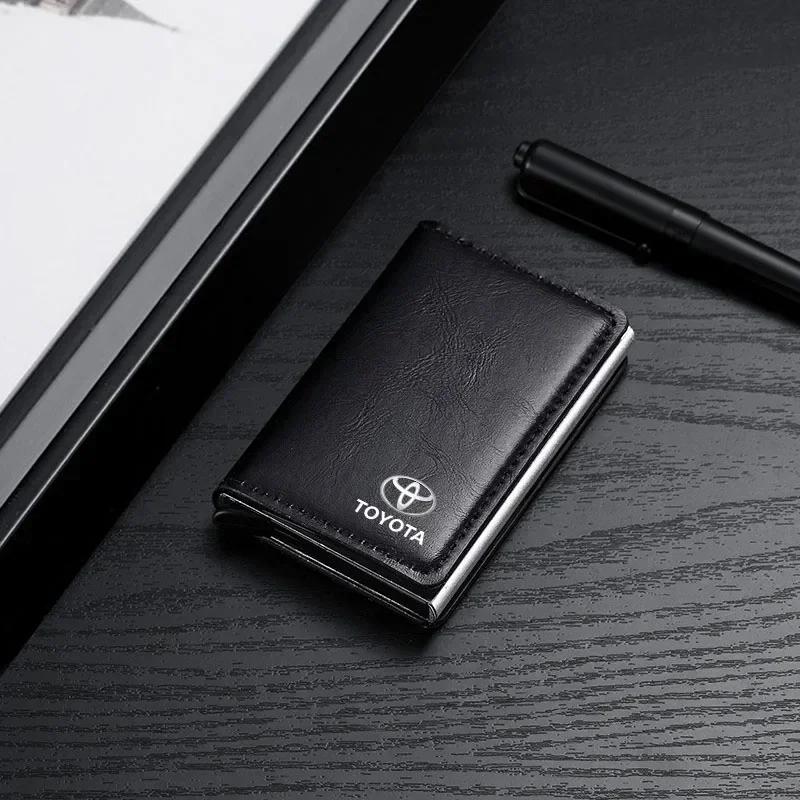 1 шт. Кошелек-портмоне из активной кожи с логотипом автомобиля, всплывающий, для хранения кредитных карт, для Toyota Yaris Hilux Corolla Prius Avensis Emblem Auris Rav4