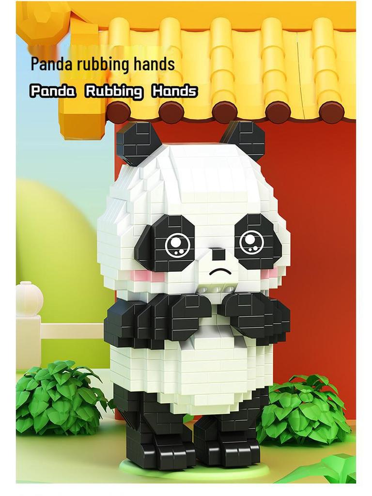 Cartoon Panda Flower Puzzle Tumbler: Cute Tiny Particle Desktop Ornament