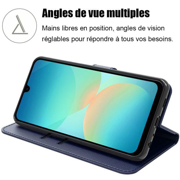 Coque pour Samsung Galaxy A27 5G, Protection Rabat Anti-Rayures Antichoc Synthécuir Bleu Marine