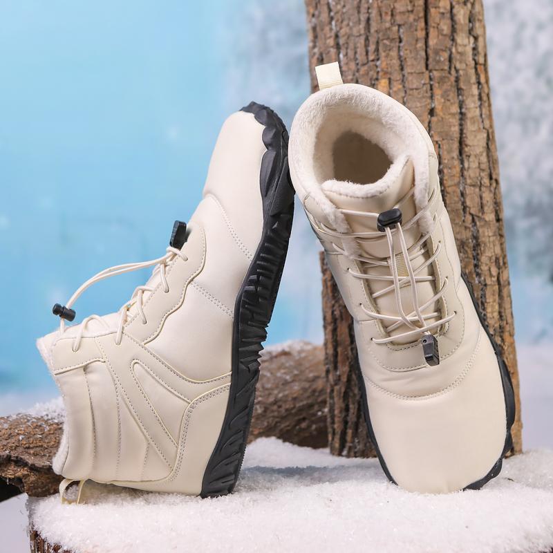 Women Plush Ankle Boots Winter Cotton Shoes Men's High-top Snow Boots Warm Outdoor Hiking Sneakers Non-slip