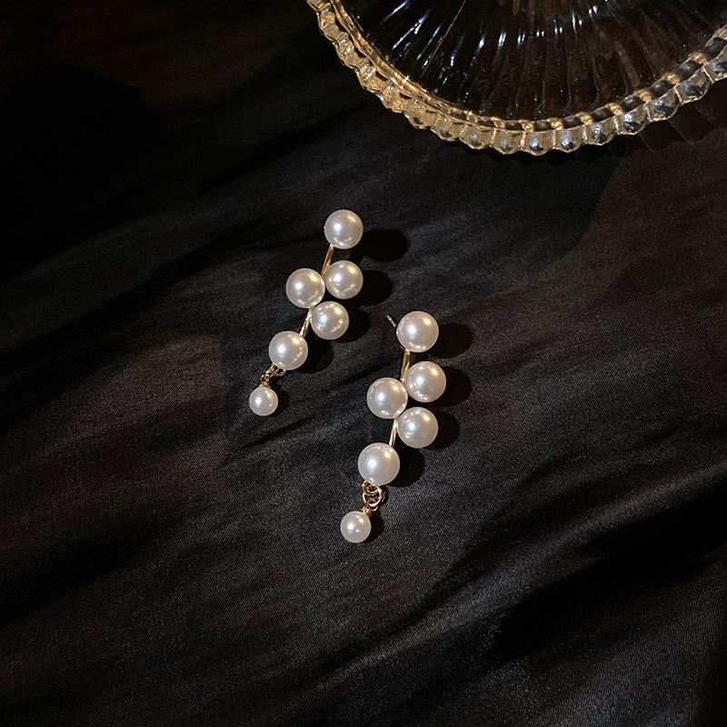 Серьги-подвески с инкрустацией стразами и жемчугом, геометрической бахромой для женщин, преувеличенные, высококлассные, с темпераментом, тренд, циркон, подарок