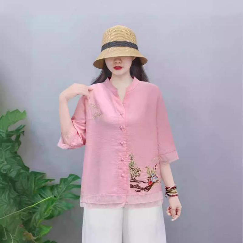 Летний топ с цветными блоками для женской одежды Свободная рубашка для женщин