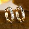White Zircon Star Hoop Earrings for Women Gold Color Round Circle Earrings Wedding Engagement Jewelry