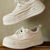 Thick-soled Leather Little White Shoes Women's Autumn New Breathable Soft-soled Fashion Board Shoes Heightening Sports and Leisure Shoes
