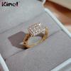 Kinel Full Paved Shiny Zircon Rings For Women 585 Rose Gold Wedding Rings