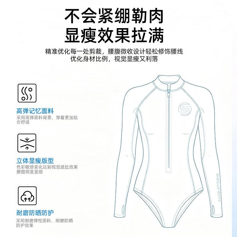 Womens 2mm Neoprene Wetsuit Long Sleeve UV Protection Rash Guard Surfing Diving Snorkeling Beach Vacation