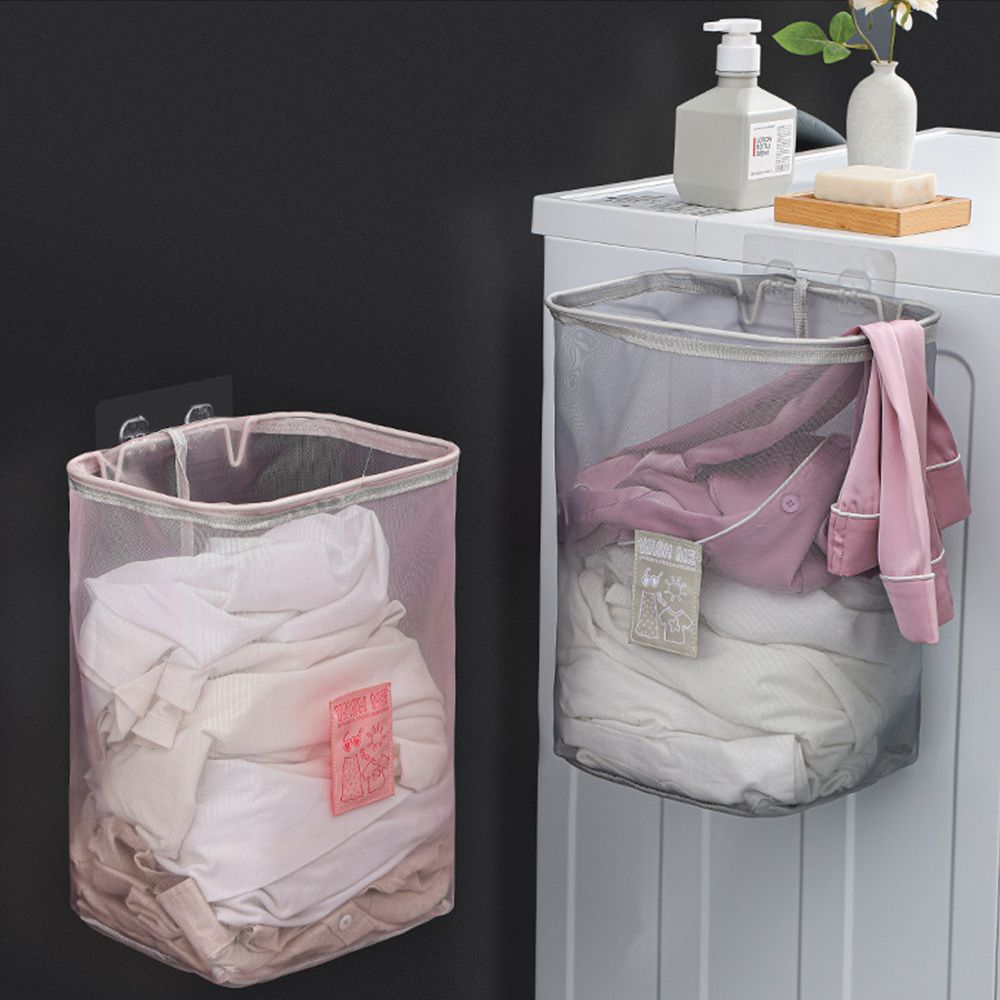 Mounted Mesh Organizer Bag Dirty Clothes Baskets Bathroom Storage Laundry Basket Clothing Bucket
