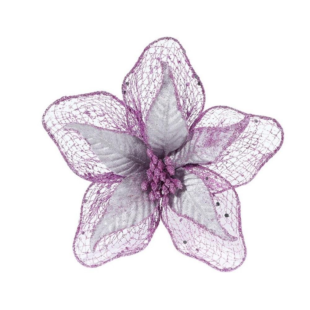 23cm Poinsettia Glitter Flower Xmas Hanging Ornaments Artificial Christmas Flowers DIY Xmas Tree Decorations Party Supplies