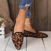Модные женские туфли большого размера с леопардовым принтом 2024 года, лидер продаж, туфли на плоской подошве с острым носком в стиле ретро, повседневная обувь с неглубоким носком и мягкой подошвой для женщин