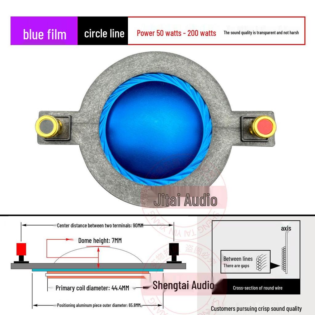 44.4mm Tweeter Voice Coil with Pillar Titanium Diaphragm, Round Flat Wire, 44 Core Speaker Coil, Multiple Options Available