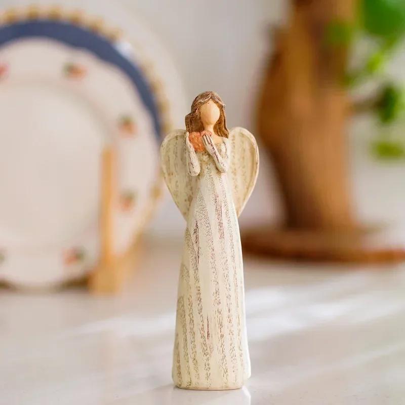 Resin Crafts Decoration Home Decor Angel Figure Statue Creative Decoration Birthday Gift Table Decoration