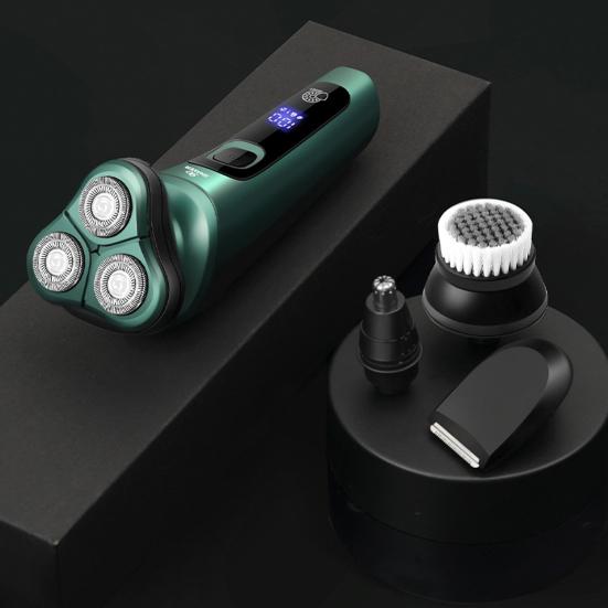 Men Electric Shaver LED Display 3 Heads USB Rechargeable Travel Rotary Razor Cordless Hair Beard Trimmer Remover Tool Father Boyfriend Gift