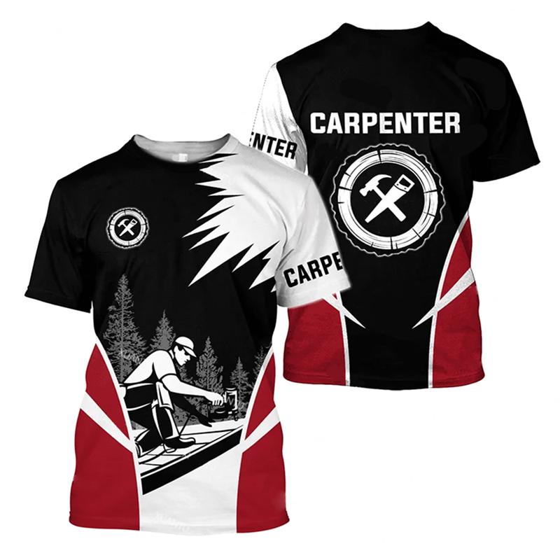 Футболка мужская плотник рабочий короткий рукав круглый вырез дышащая футболка 3d принт графические инструменты Harajuku повседневная рабочая одежда футболки