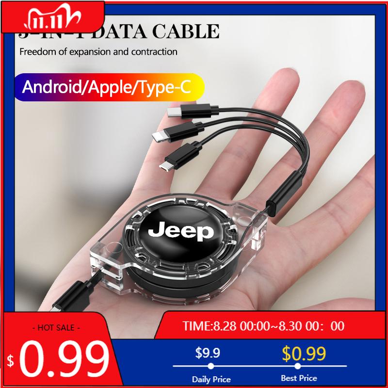 Cup Holders Car Interior 3 In 1 Fast Charger USB Data Cable Accessories For Jeep Renegade Wagoneer Avenger Recon Wrangler JK Gla