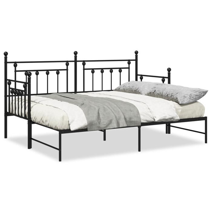 VidaXL Daybed with Trundle Bed Black 80x200 Cm Steel 42002664