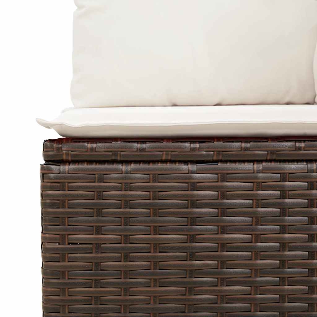 7 Piece Garden Sofa Set with Cushions Brown Poly Rattan