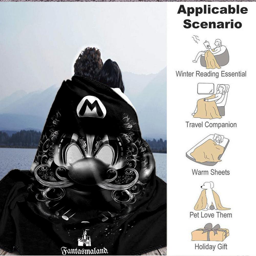 1pc Fantasmaland. Mario Flannel Throw Blanket HD Printed Lightweight Soft Warm All Season Blanket for Sofa, Bed, Travel, Camping Machine Washable