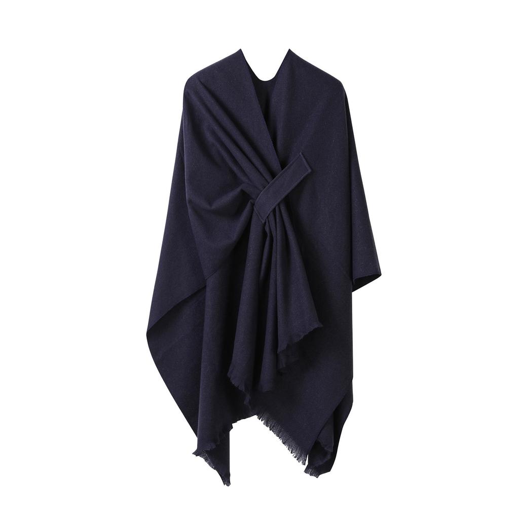 Европейский и американский однотонный плащ-накидка из искусственного кашемира - Женский осенне-зимний теплый шарф-верхняя одежда