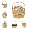 1PC Gift Bag Party Burlap Storage Basket Linen Handle Baby Shower Lace Wedding Ceremony Flower Basket Table Decoration
