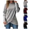 Женский свитер с длинными рукавами и неровным низом, повседневная толстовка с капюшоном, однотонный топ