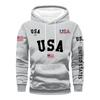 Men's Loose Flag Printed Hooded Sweatshirt Men's Casual Fashion Sports Sweatshirt