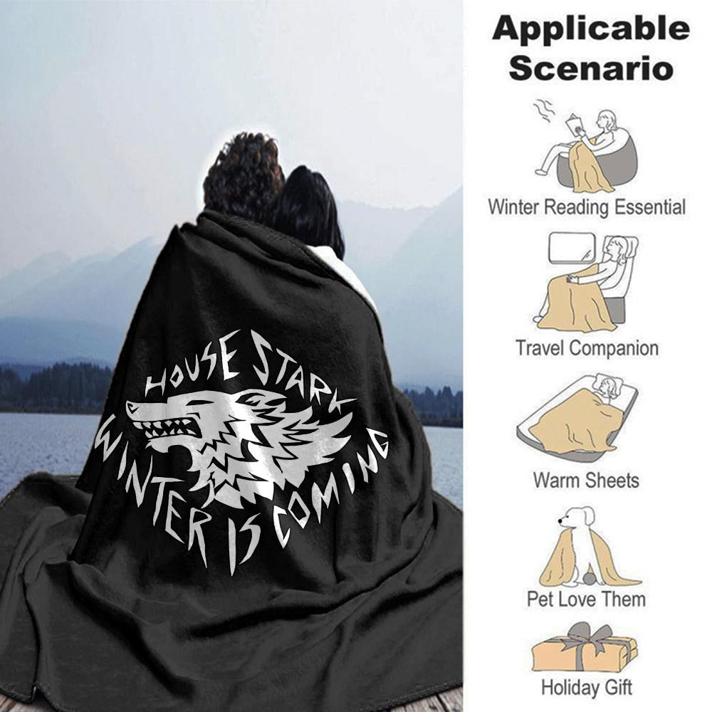 1pc House Stark Winter is coming Soft Flannel All Season Throw for Home, Office, Outdoor UseDurable Comfort Soft Warm Throw for Home