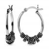 S925 Sterling Silver Jewelry Light Weight Oxidized Tribal Bali Hoop Earring for Women