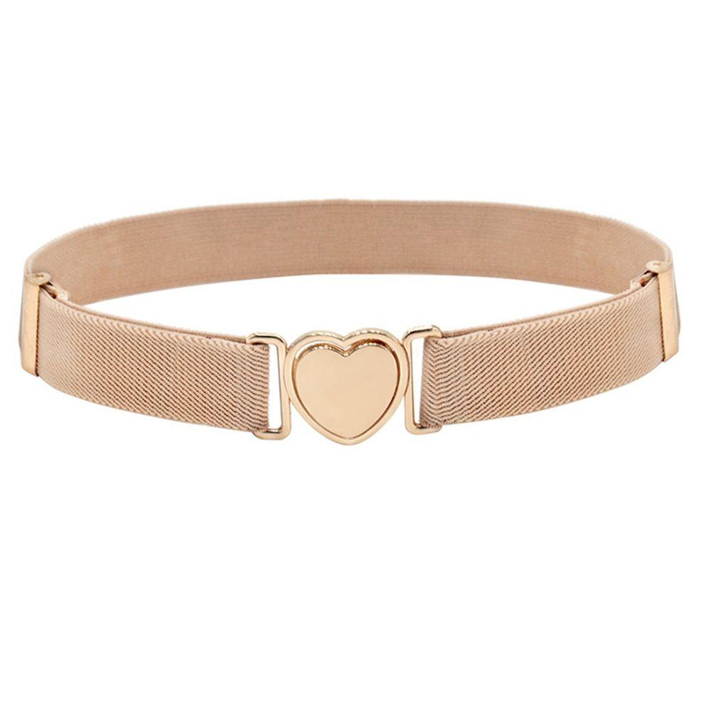Canvas Girl Solid Color Waist Belt Punch-free Waistband Children Stretch Belts Heart Shape Buckle