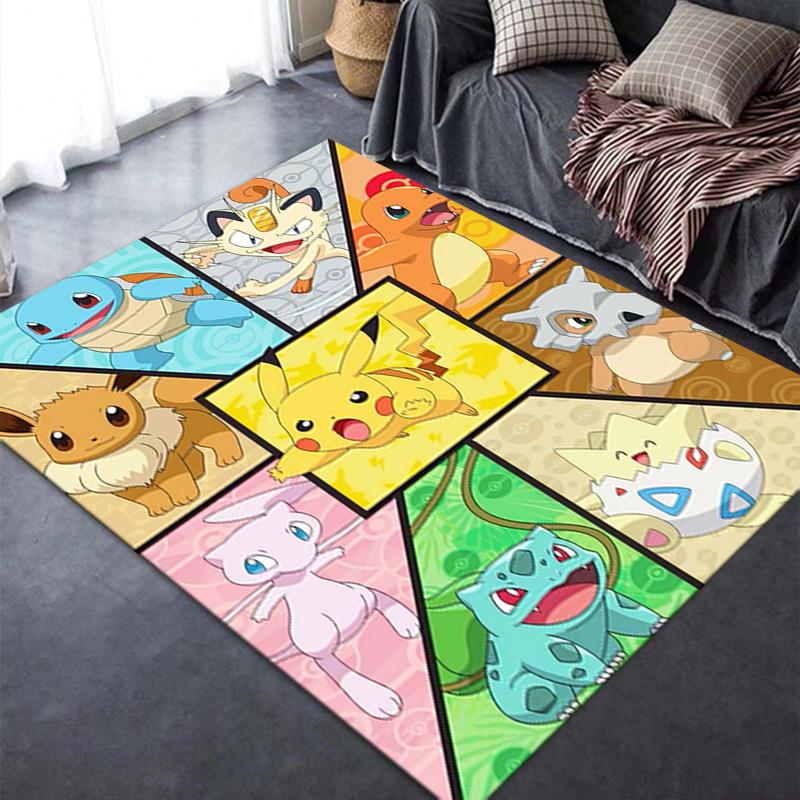 Новый ковер-коврик Pokemon 2025 для гостиной, спальни, дома, украшение дивана, детский игровой, противоскользящий коврик для пола 77