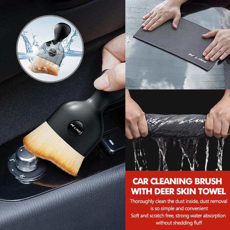 For Hyundai Car Wash Towels Microfiber Rag Cleaning Brush Auto Accessories N Nline Tucson Kona Sonata Veloster i20 i30 KK8