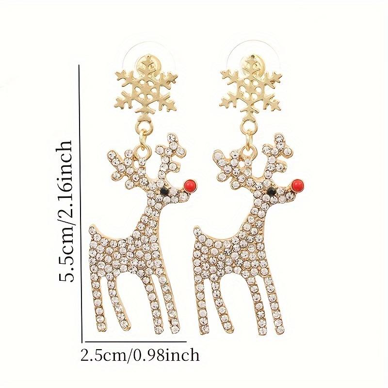 1 Pair Of Sparkling Christmas Elk Snowflake Shaped Earrings Christmas Earrings Are Fun And Festive Christmas Gifts For Women
