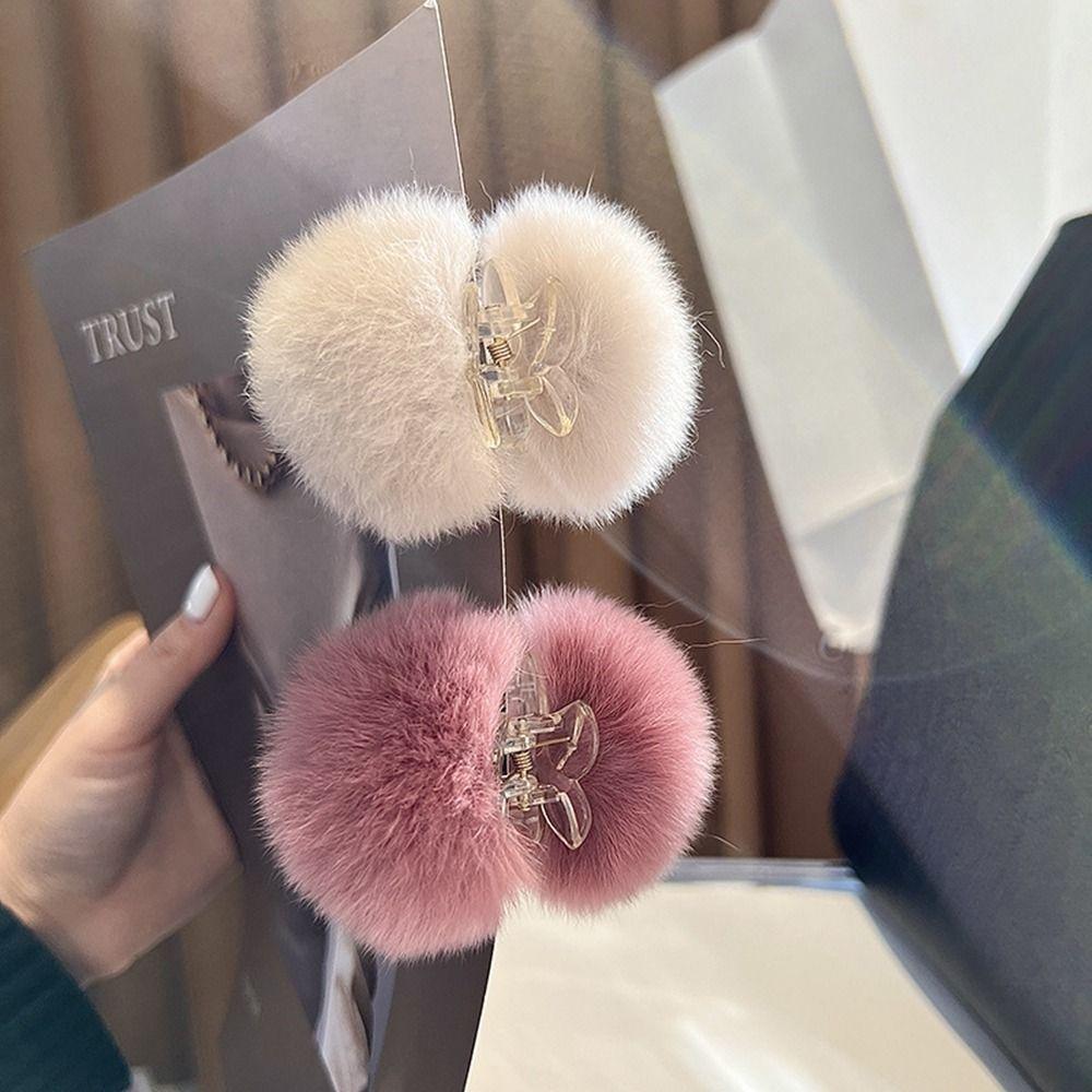 Autumn And Winter Solid Color Small Hairpin Child Headwear Plush Hair Claw Korean Style Hair Clip