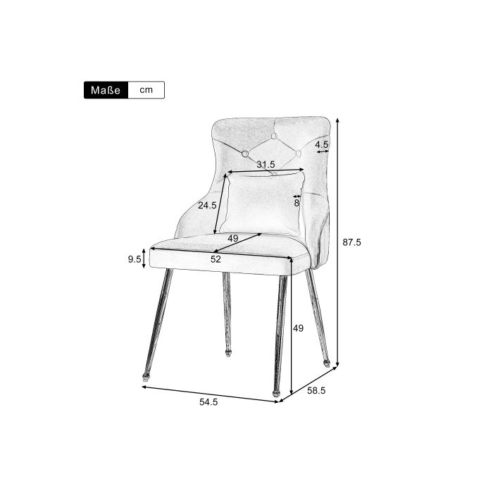 Chaises de salle à manger - MUVOE - Lot de 2 - Rembourrées en velours - Couleur rose - Design moderne