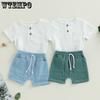 0-3Y Toddler Infant Kid Baby Boy Clothes Sets Soft Short Sleeve T-shirt Tops Striped Shorts Summer Outifts Clothing