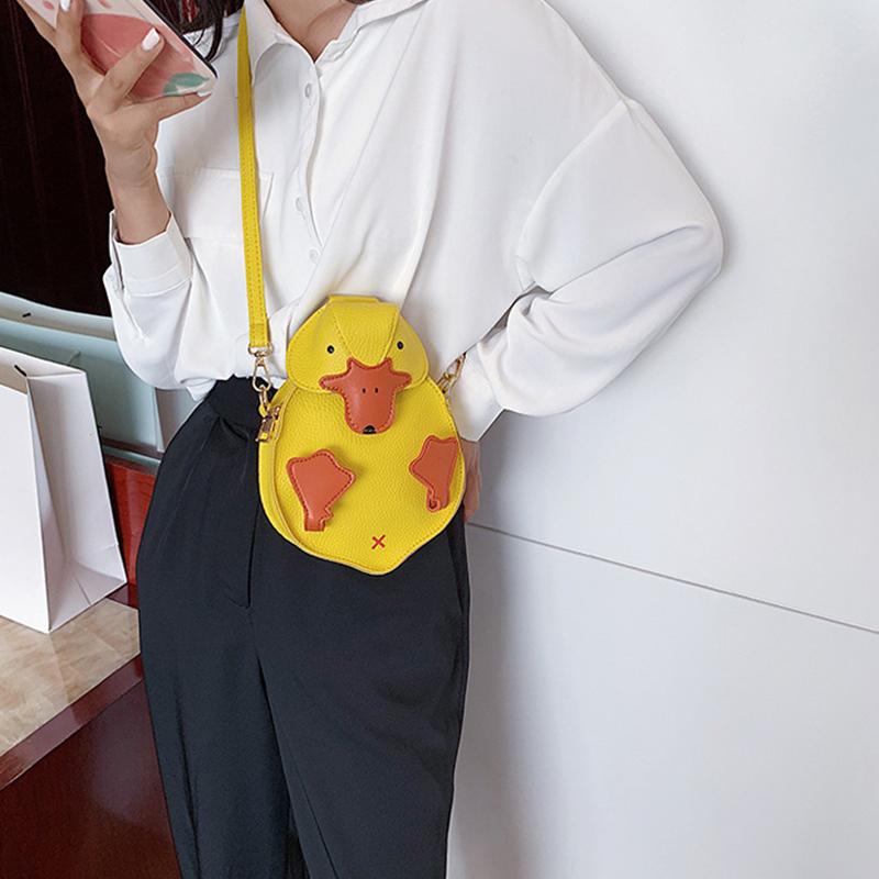 Women Duck Shape Bag Crossbody Female Soft PU Leather Shoulder Bag Girls Cute Cartoon Duck Handbags And Purses