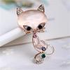 Opal Stone Fox Brooches Womens Cute Animal Pin Brooch Jewelry