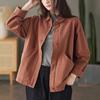 Сезон Искусство Ретро Простой Твил Твердый Карман Однобортный Свободный Повседневный Женская Рубашка Пальто Весна Осень