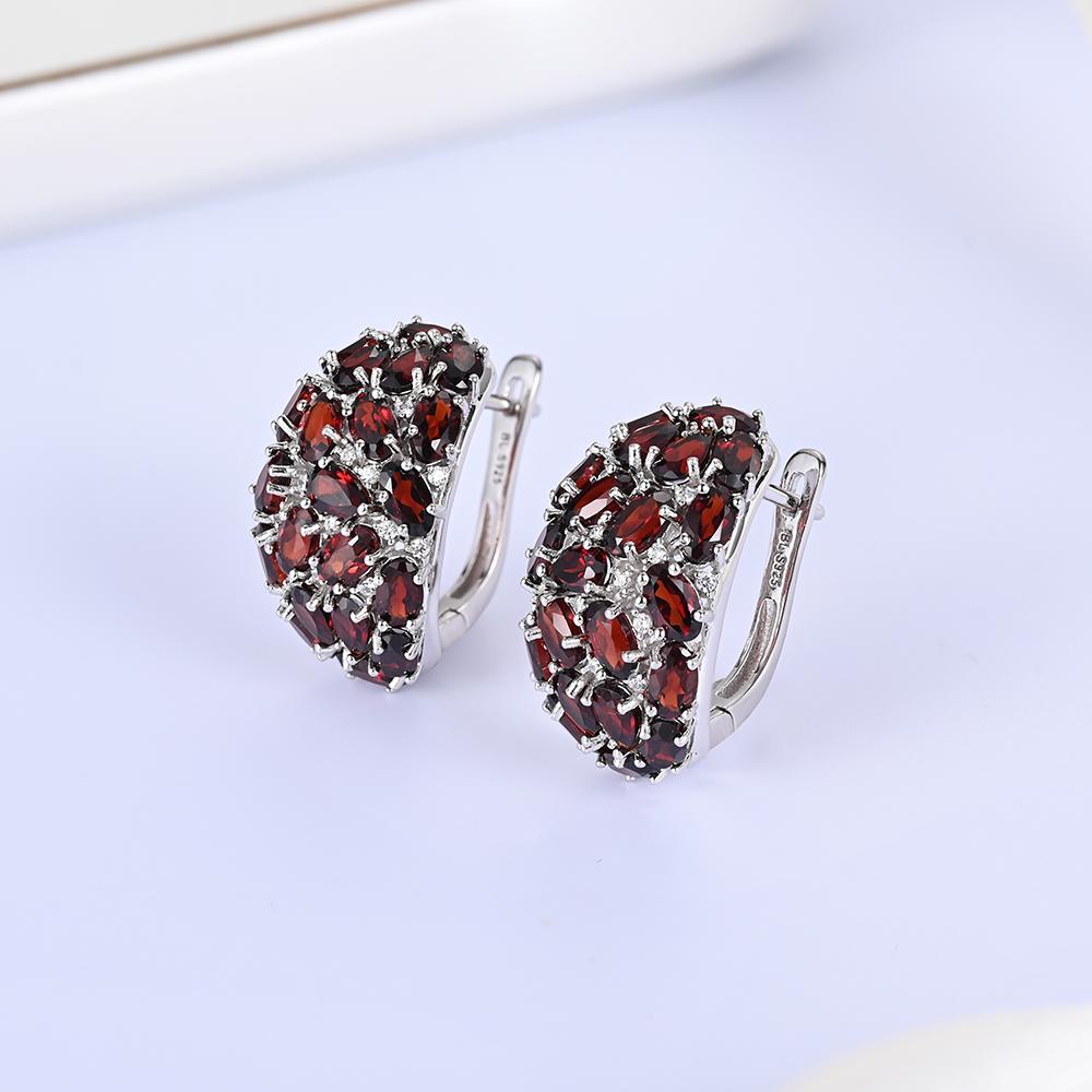 Удивительные серьги-кольца из стерлингового серебра 925 пробы, комплект ювелирных изделий из натурального красного граната, драгоценный камень из Мозамбика, женский подарок на годовщину