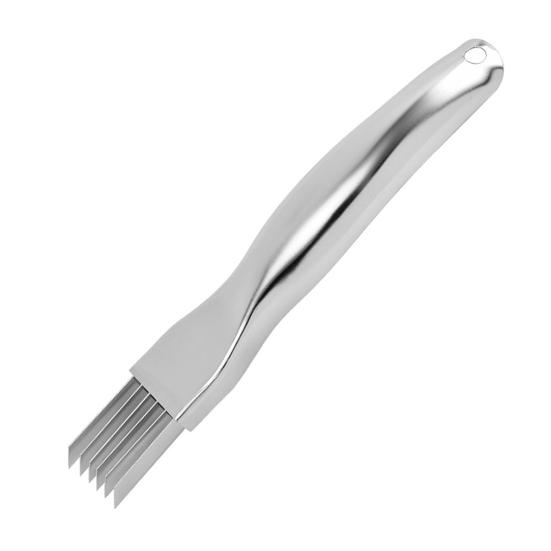 Луковицерезка с 6 лезвиями, овощерезка из нержавеющей стали для нарезки соломкой, многофункциональный кухонный инструмент с защитным кожухом.