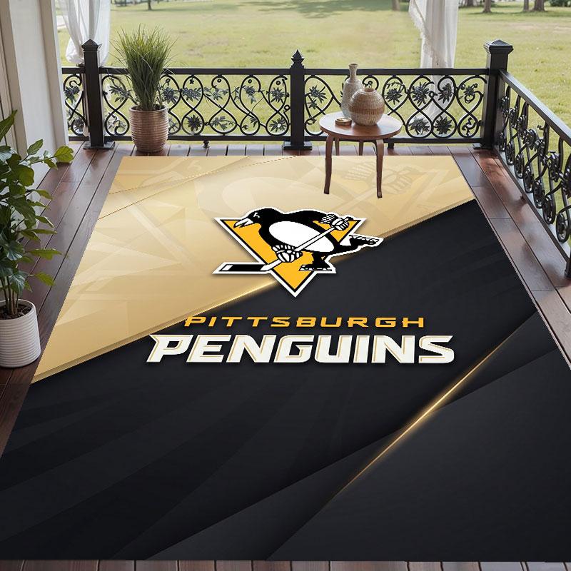 Soft Floor Carpet Pittsburgh Penguins Pattern Area Rug Decorative Mat For Home Room Decoration