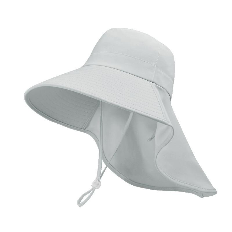 8555 Summer Outdoor Sunscreen Visor Versatile Large Brim Shawl Fisherman's Hat with Ponytail Hole Hat Women