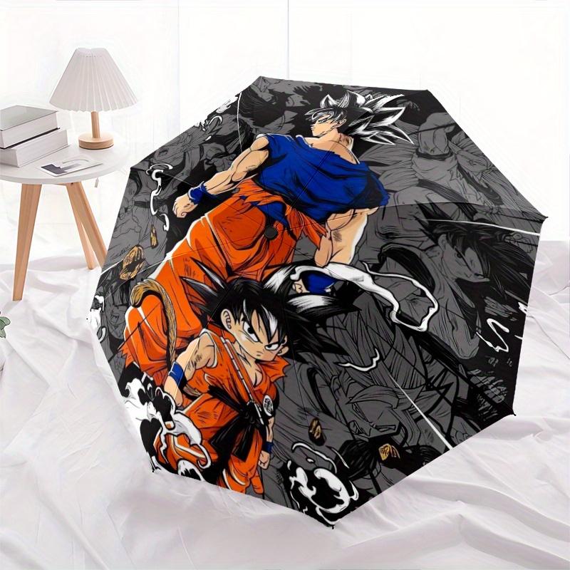 Handsome Son Goku & Cute Son Goku Automatic Opening and Closing Umbrella, Lightweight 3-Fold, With Cute Cartoon Characters, Suitable for Hom