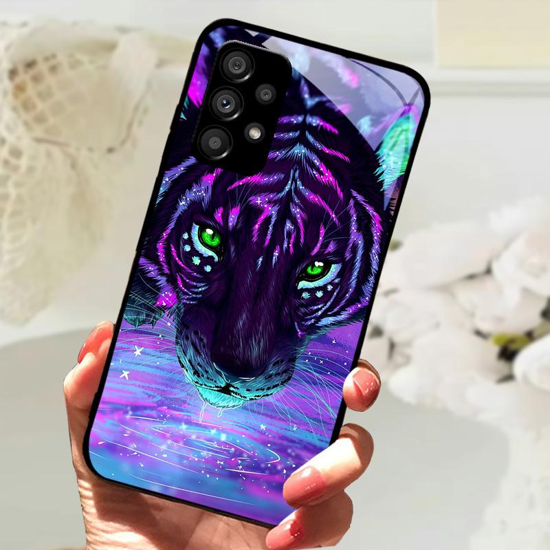 Стеклянный Чехол Для Samsung A13 A23 4G 5G Мультяшный Закаленный Стеклянный Чехол Для Телефона Для Galaxy A33 A53 A73 5G Жесткий ПК Стеклянный Защитный Чехол