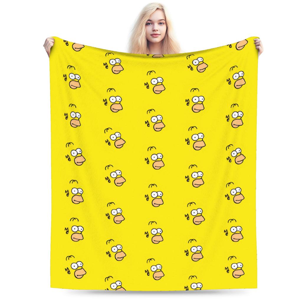 S-Simpsons Lisa Yellow Star Pattern Blankets Quality Soft Cozy Bedding Throws Winter Picnic Couch Bed Funny Bedspread