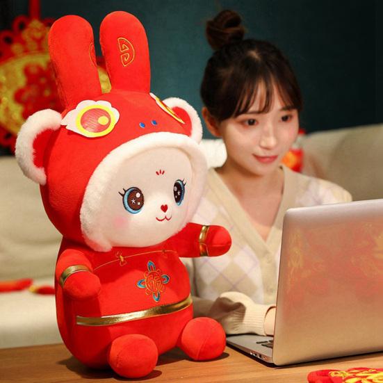 Изысканное украшение в виде куклы-кролика, очаровательная плюшевая игрушка в виде кролика, плюшевое животное, новогодний талисман для дома 2023 года