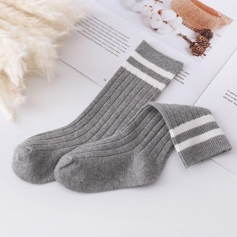 1 пара корейских модных однотонных носков до середины икры для детей, весенне-осенние теплые хлопковые простые школьные носки