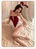 Velvet Embroidery Lace Bunny Girl Lingerie Set - Seductive, See-Through Christmas Uniform